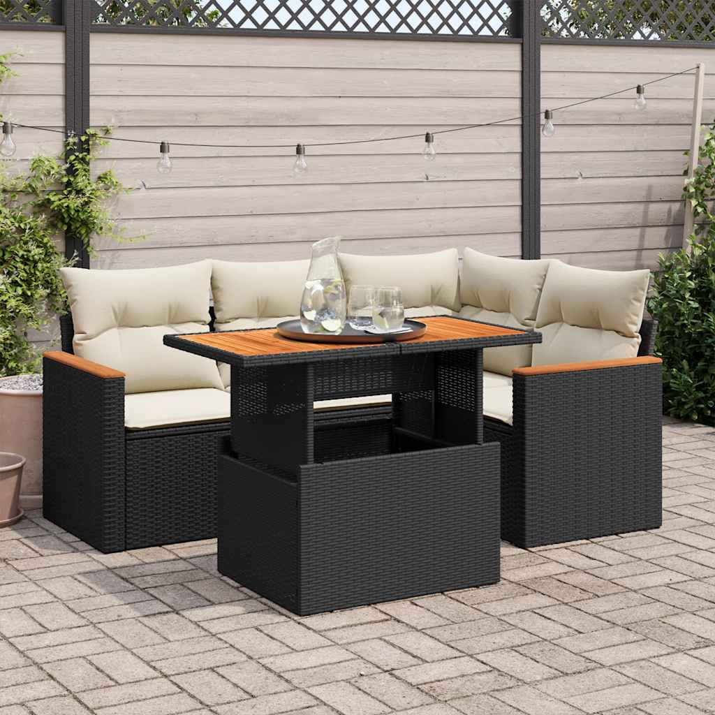 Set Mobilier De Grădină Cu Perne, 5 Piese, , Poliratan