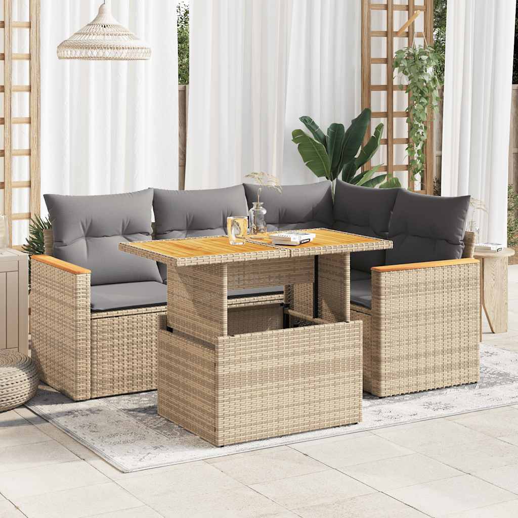 Set Mobilier De Grădină Cu Perne, 5 Piese, , Poliratan