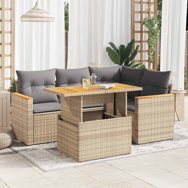 Set Mobilier De Grădină Cu Perne, 5 Piese, , Poliratan