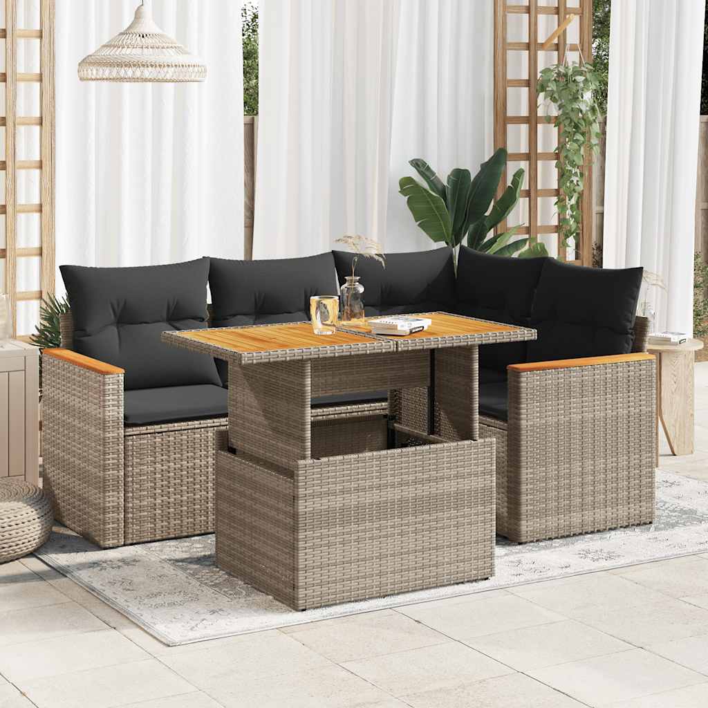 Set Mobilier De Grădină Cu Perne, 5 Piese, , Poliratan