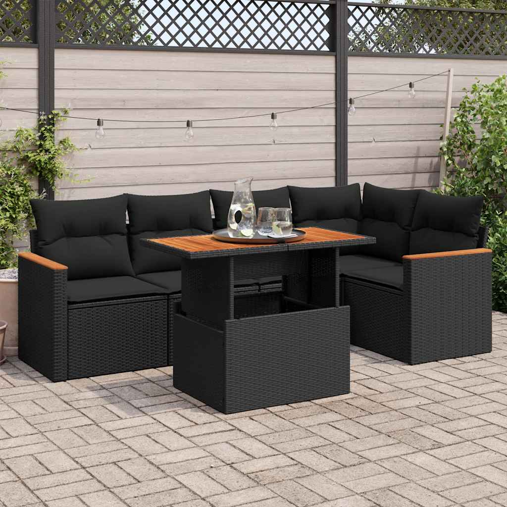 Set Mobilier Grădină Cu Perne, 6 Piese, , Poliratan