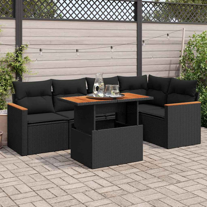 Set Mobilier Grădină Cu Perne, 6 Piese, , Poliratan