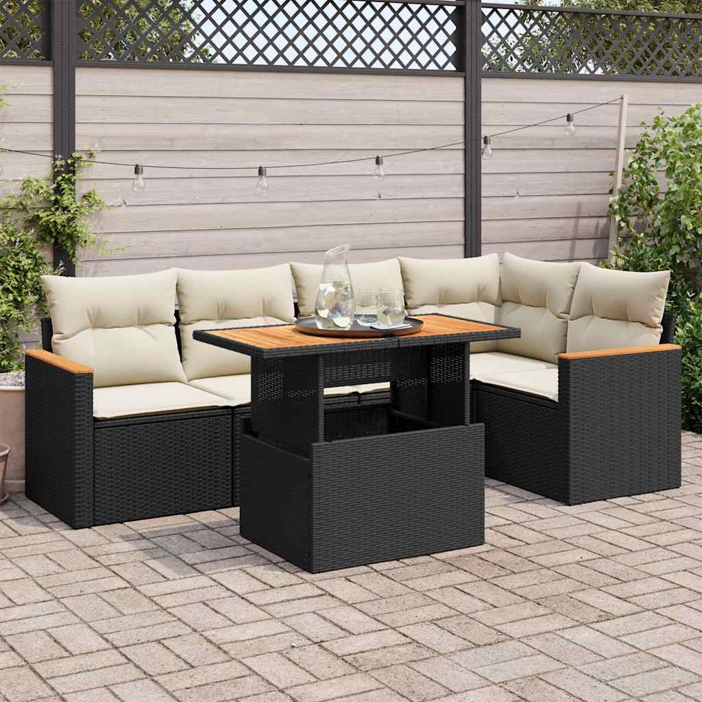 Set Mobilier Grădină Cu Perne, 6 Piese, , Poliratan