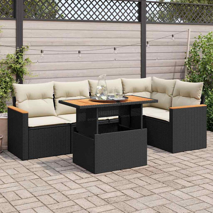 Set Mobilier Grădină Cu Perne, 6 Piese, , Poliratan