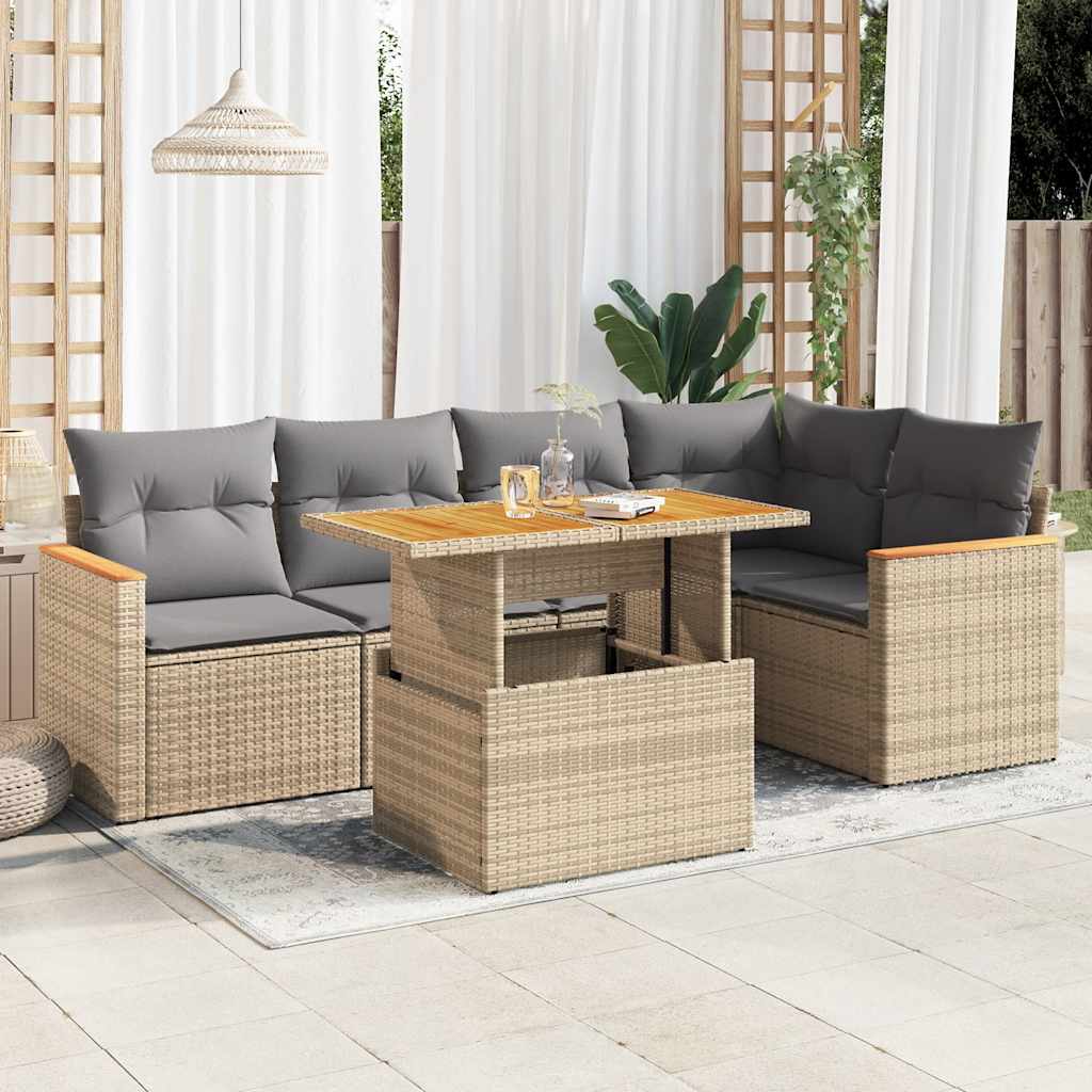 Set Mobilier Grădină Cu Perne, 6 Piese, , Poliratan