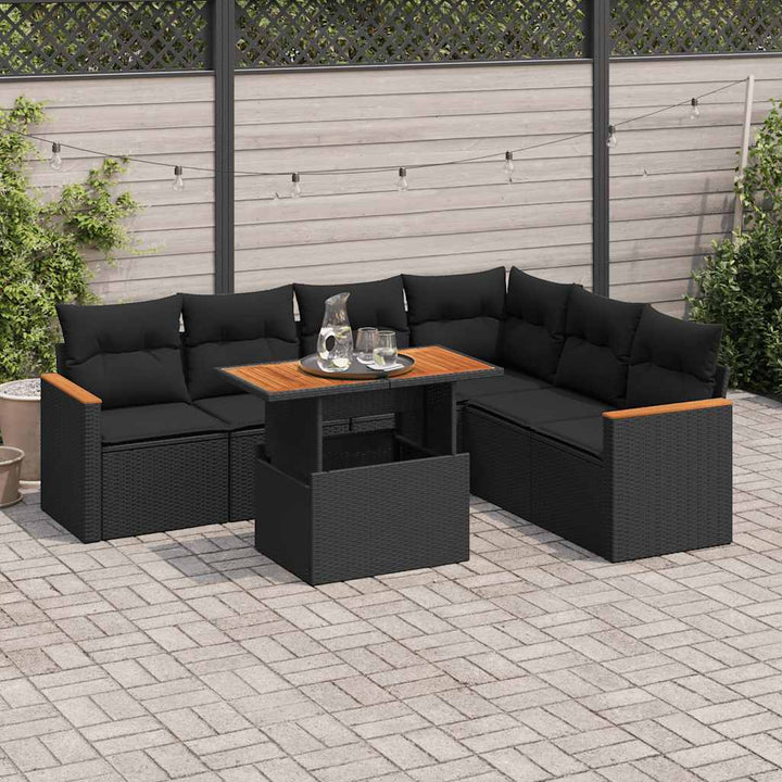 Set Canapele De Grădină, 7 Piese, Cu Perne, , Poliratan