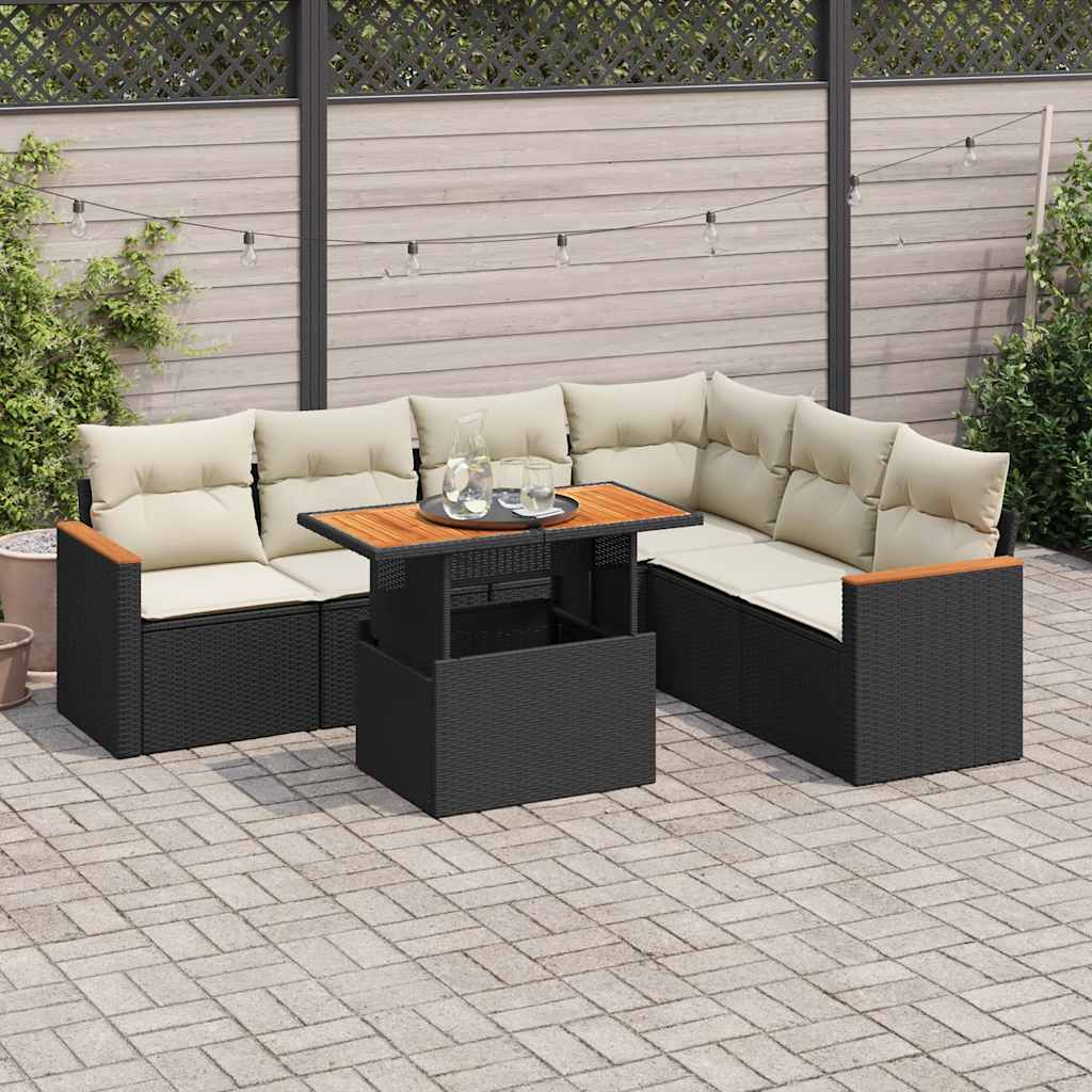 Set Canapele De Grădină, 7 Piese, Cu Perne, , Poliratan