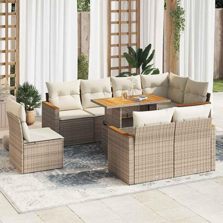 Set Mobilier De Grădină Cu Perne, 9 Piese, Negru, Poliratan