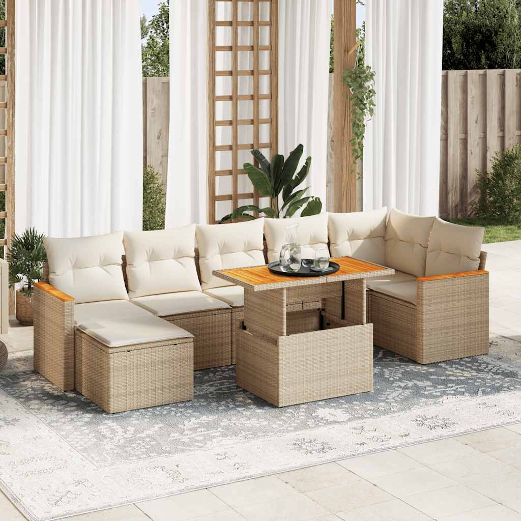 Set Mobilier De Grădină Cu Perne, 8 Piese, Negru, Poliratan