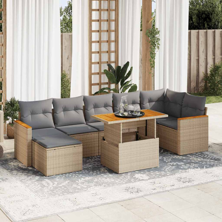 Set Mobilier De Grădină Cu Perne, 8 Piese, Negru, Poliratan