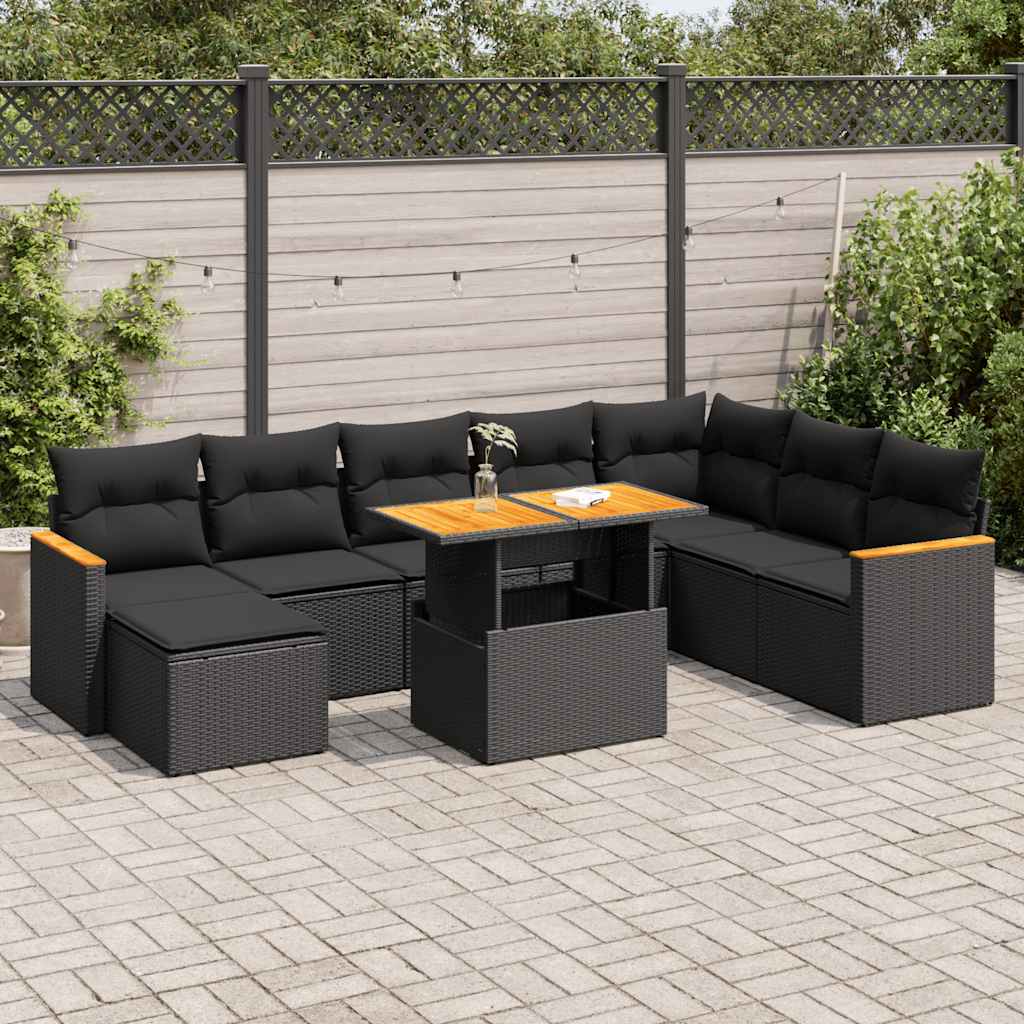 Set Canapele De Grădină, 9 Piese, Cu Perne, , Poliratan