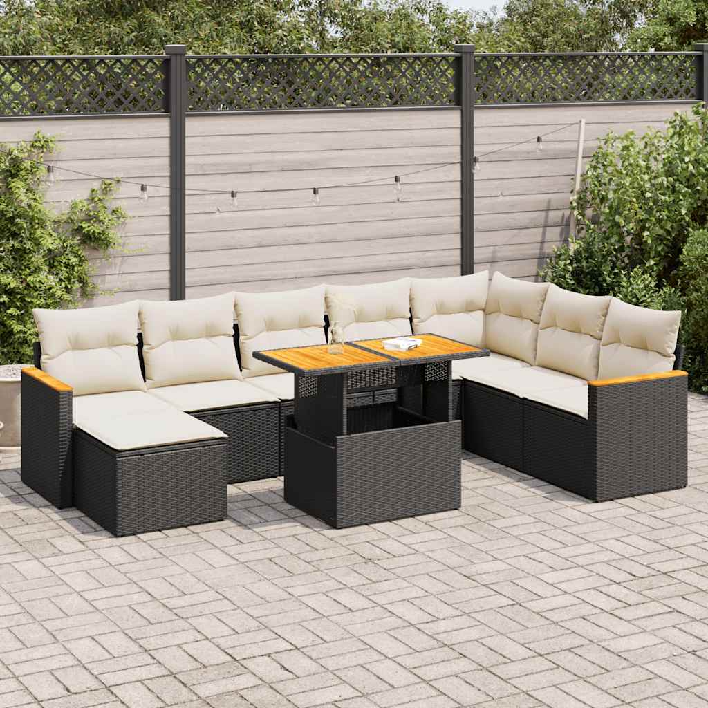 Set Canapele De Grădină, 9 Piese, Cu Perne, , Poliratan