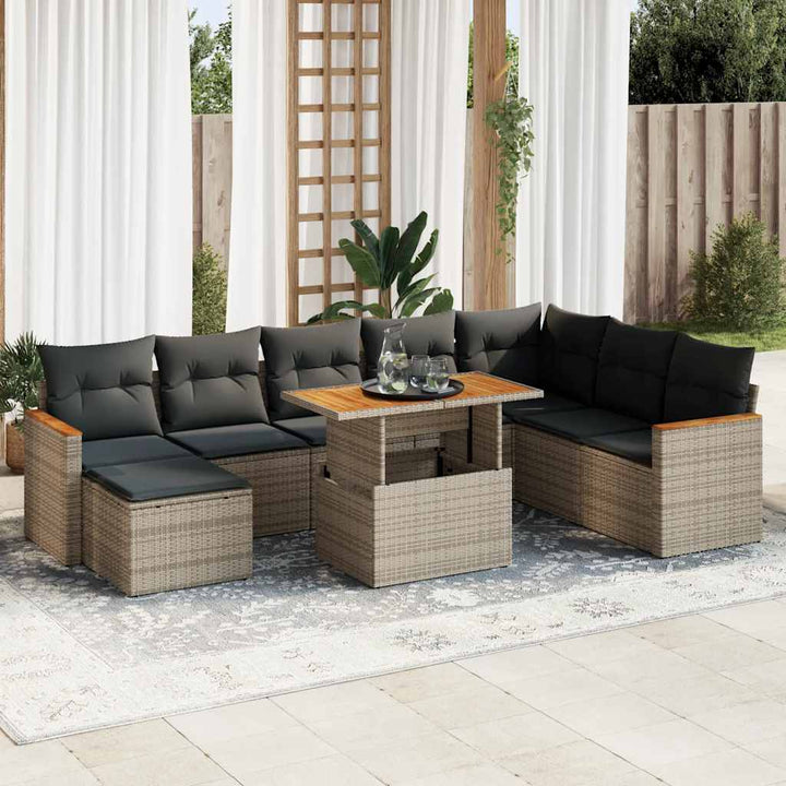 Set Canapele De Grădină, 9 Piese, Cu Perne, , Poliratan