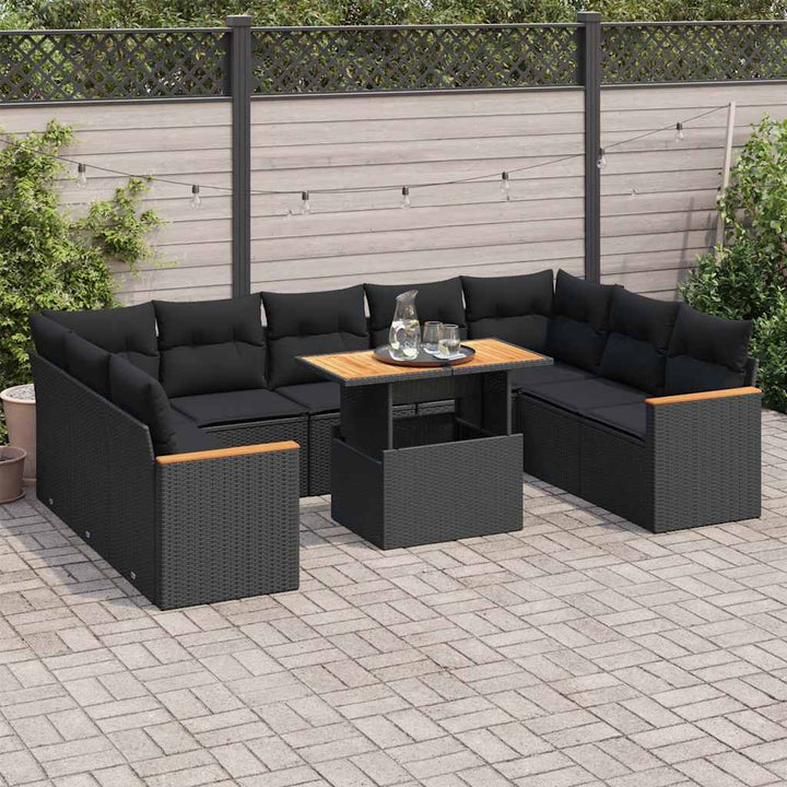 Set Mobilier De Grădină Cu Perne, 10 Piese, , Poliratan