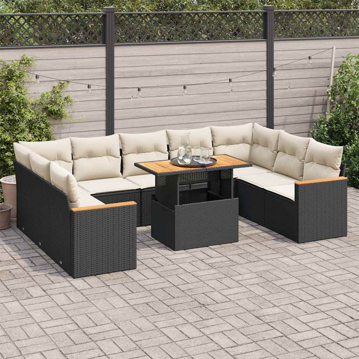 Set Mobilier De Grădină Cu Perne, 10 Piese, , Poliratan