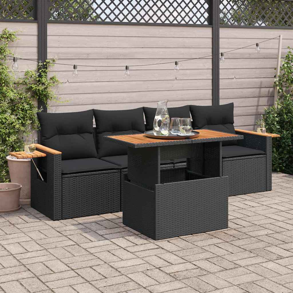 Set Mobilier De Grădină Cu Perne, 5 Piese, , Poliratan