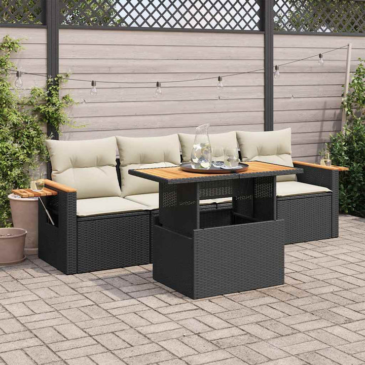 Set Mobilier De Grădină Cu Perne, 5 Piese, , Poliratan