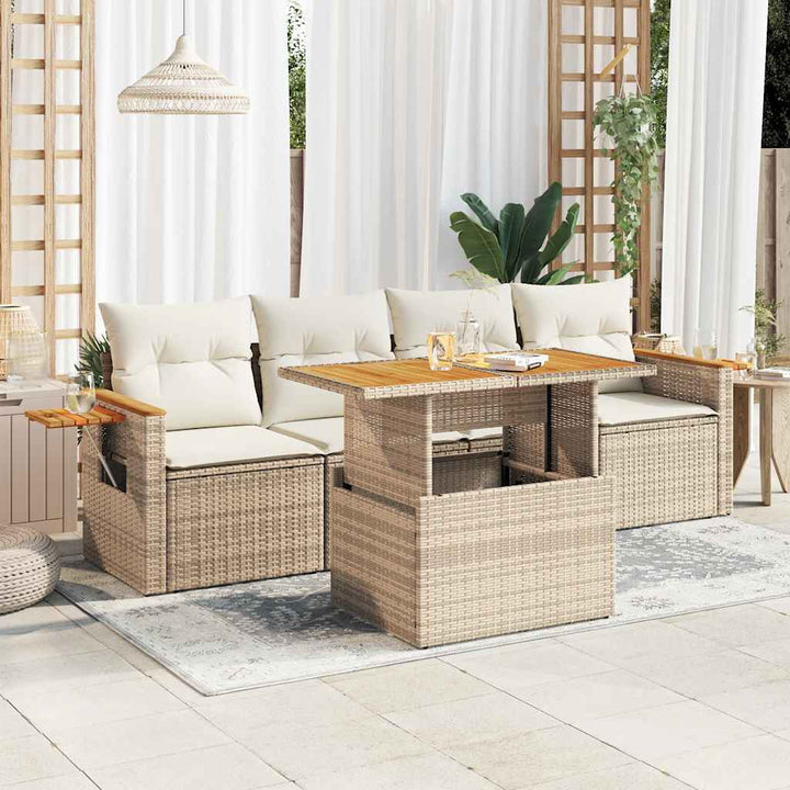 Set Mobilier De Grădină Cu Perne, 5 Piese, , Poliratan