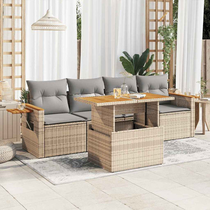 Set Mobilier De Grădină Cu Perne, 5 Piese, , Poliratan