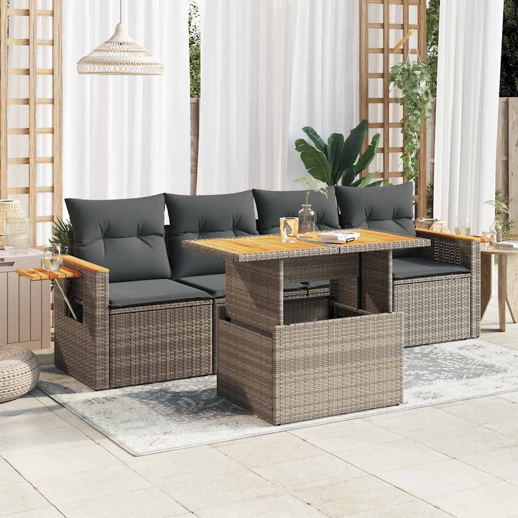 Set Mobilier De Grădină Cu Perne, 5 Piese, , Poliratan
