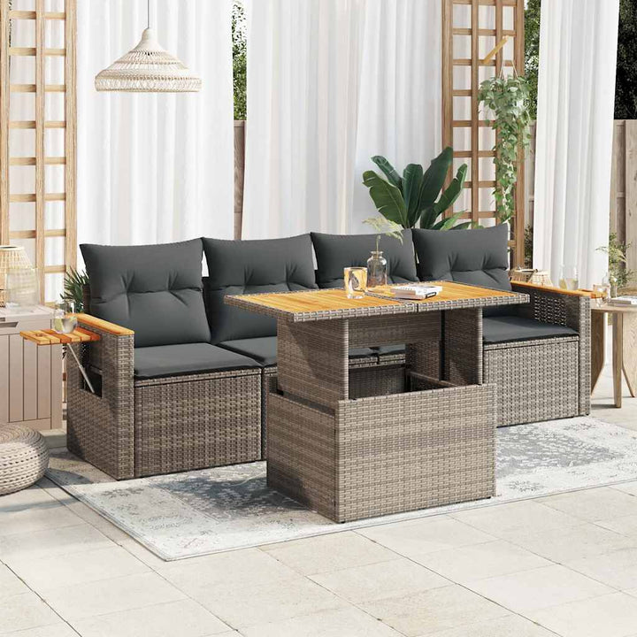 Set Mobilier De Grădină Cu Perne, 5 Piese, , Poliratan