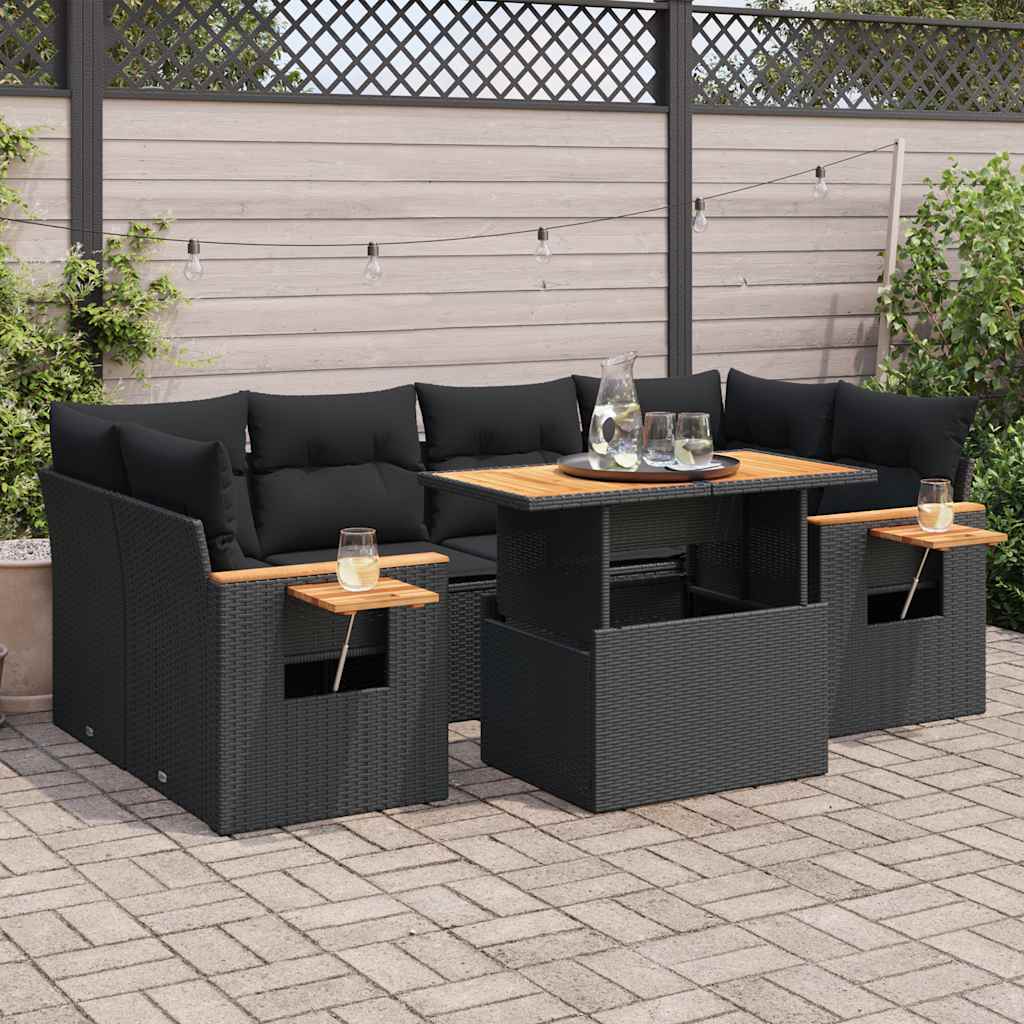 Set Canapele De Grădină Cu Perne, 7 Piese, , Poliratan
