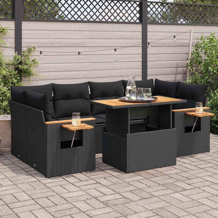 Set Canapele De Grădină Cu Perne, 7 Piese, , Poliratan