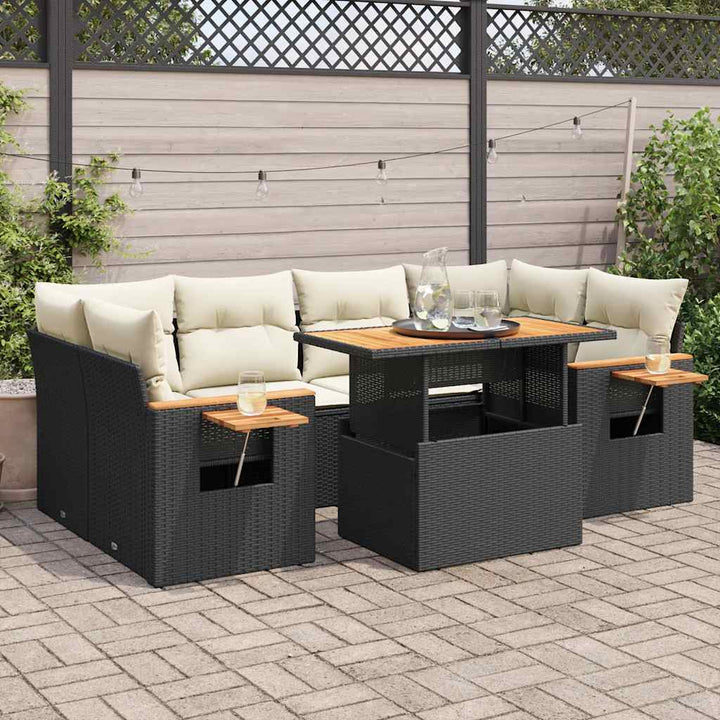 Set Canapele De Grădină Cu Perne, 7 Piese, , Poliratan