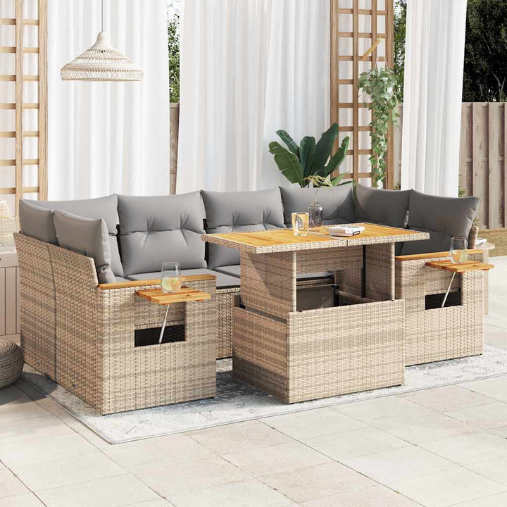 Set Canapele De Grădină Cu Perne, 7 Piese, , Poliratan
