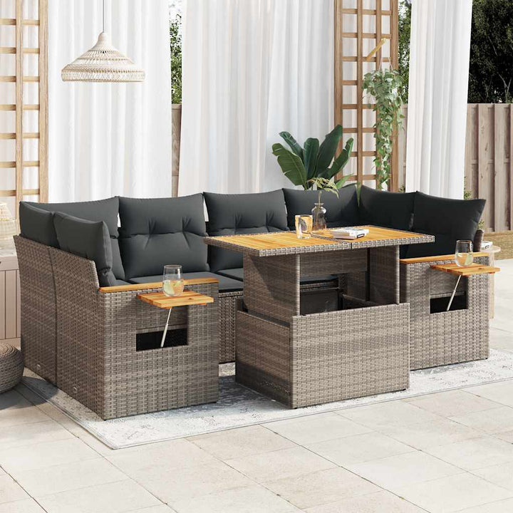 Set Canapele De Grădină Cu Perne, 7 Piese, , Poliratan