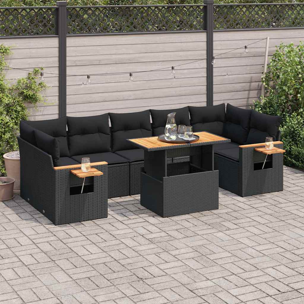 Set Mobilier De Grădină Cu Perne, 8 Piese, , Poliratan