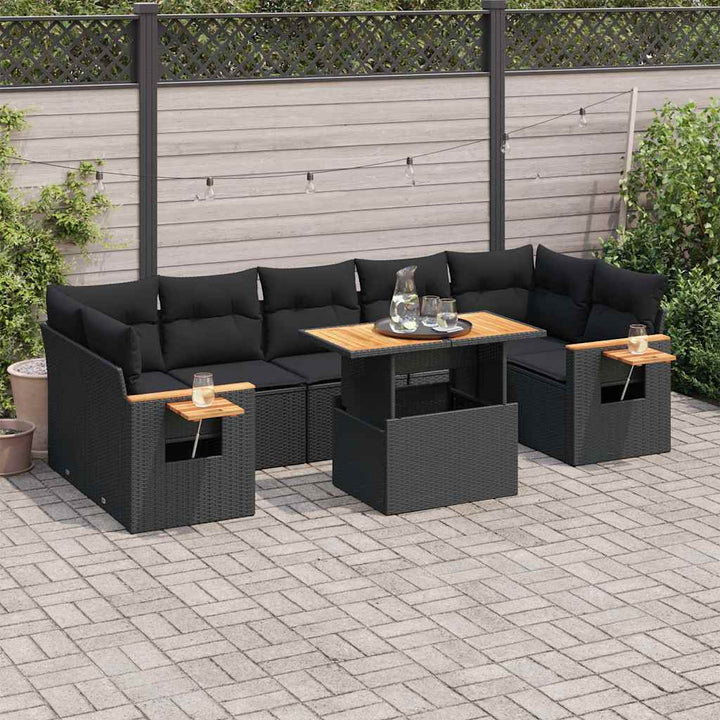Set Mobilier De Grădină Cu Perne, 8 Piese, , Poliratan