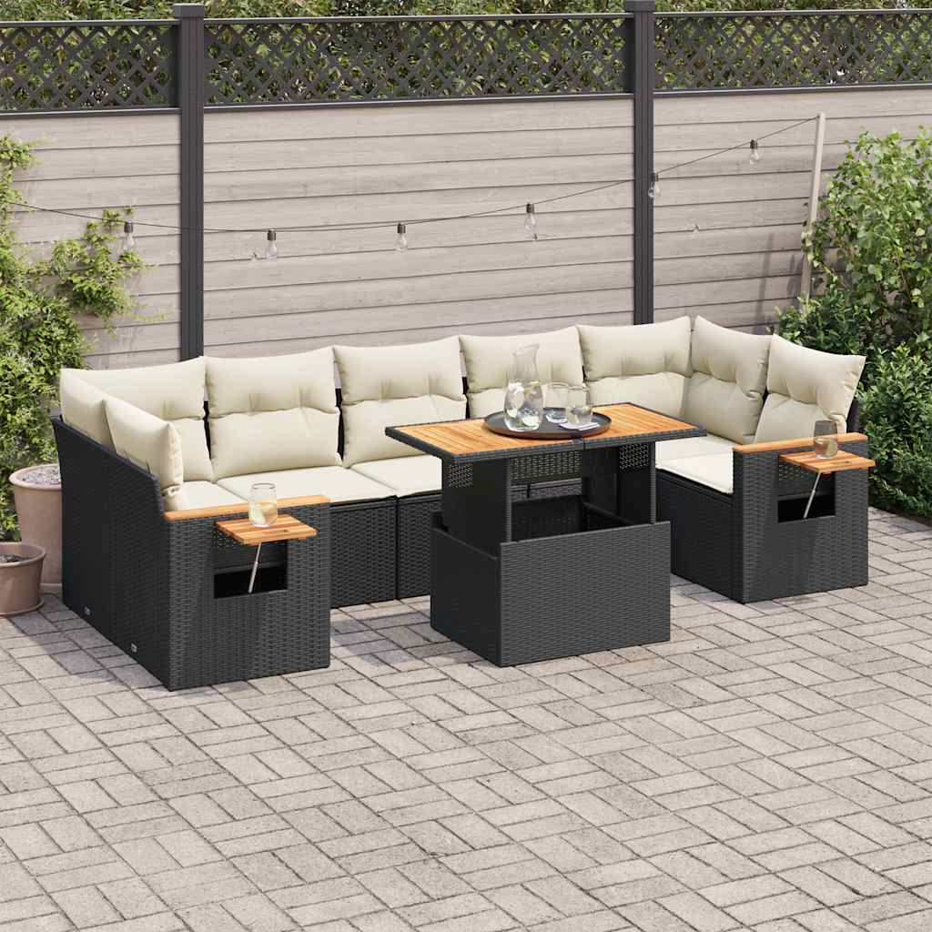 Set Mobilier De Grădină Cu Perne, 8 Piese, , Poliratan