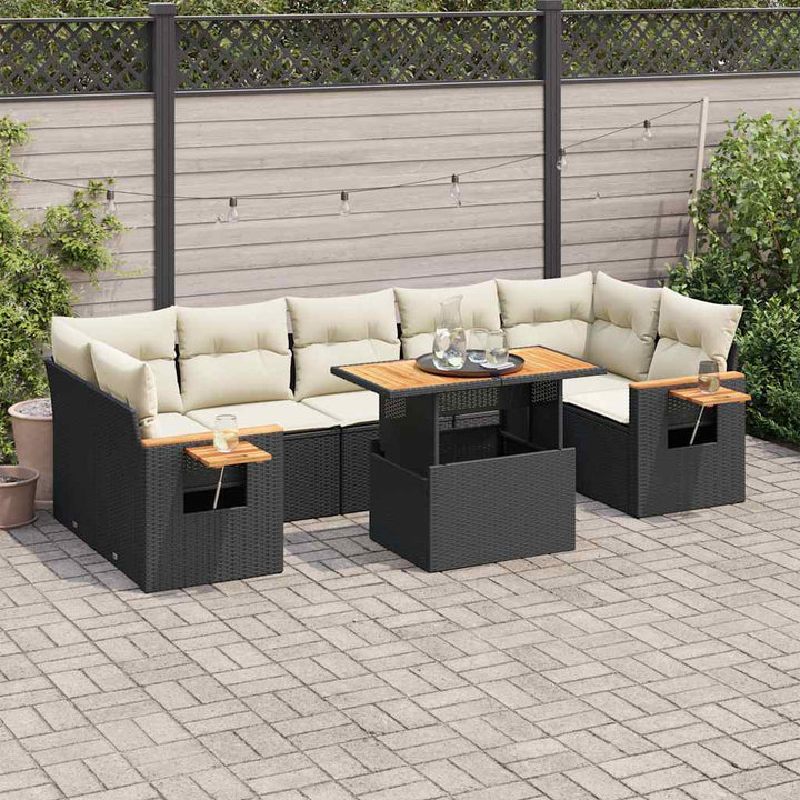 Set Mobilier De Grădină Cu Perne, 8 Piese, , Poliratan