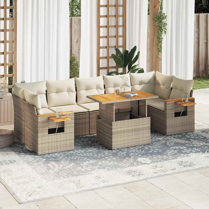 Set Mobilier De Grădină Cu Perne, 8 Piese, , Poliratan