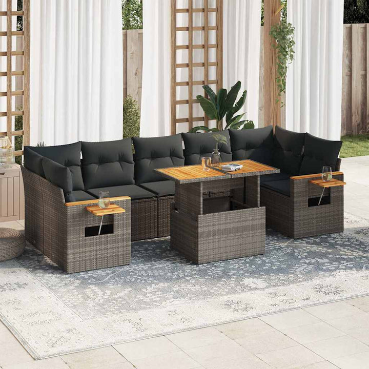 Set Mobilier De Grădină Cu Perne, 8 Piese, , Poliratan