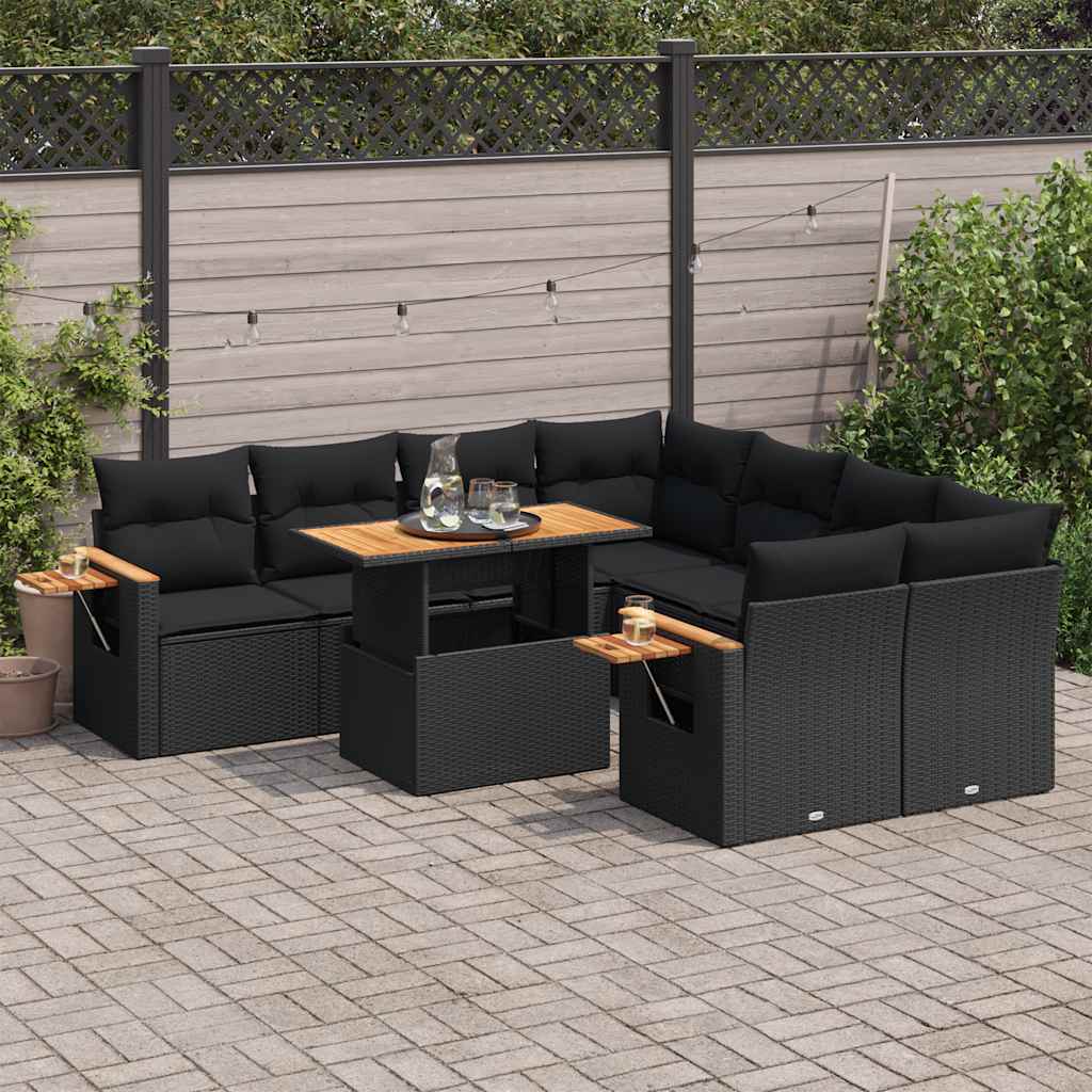 Set Mobilier De Grădină Cu Perne, 9 Piese, , Poliratan