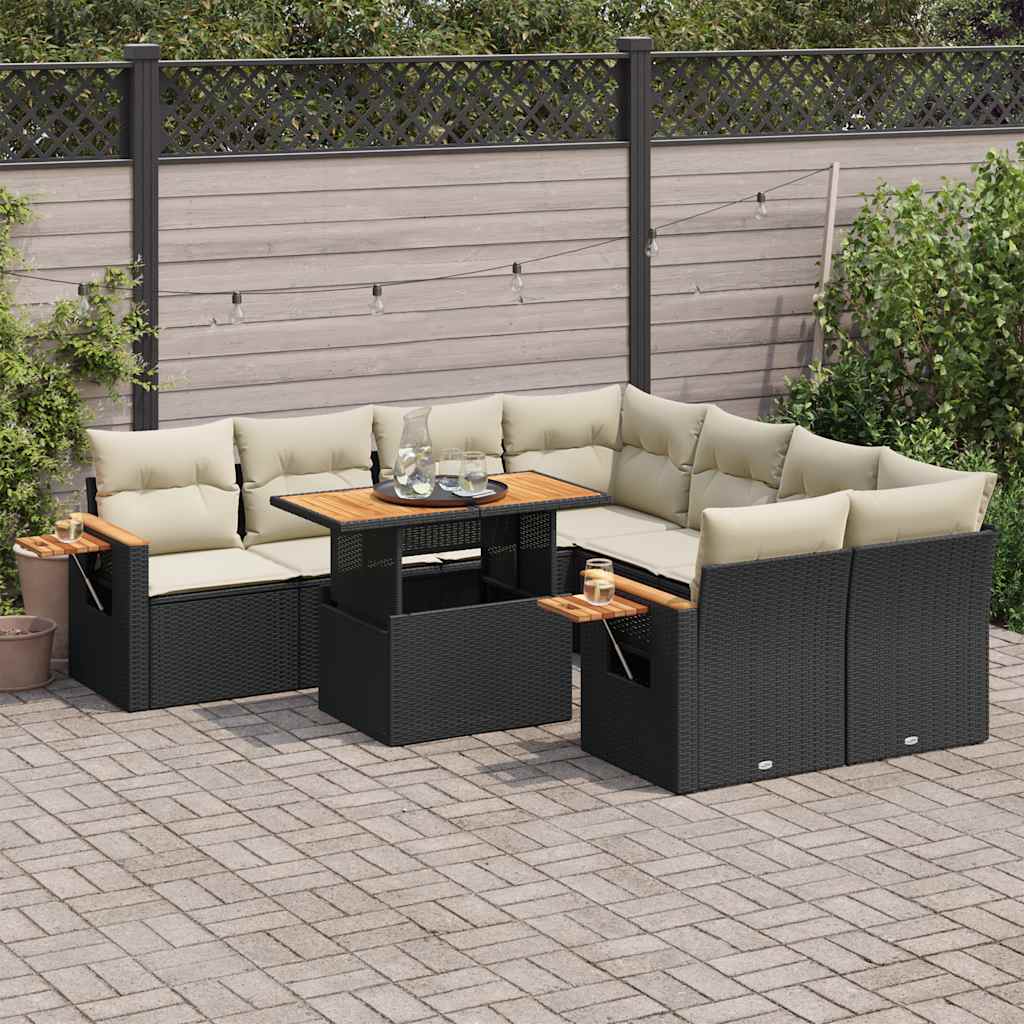 Set Mobilier De Grădină Cu Perne, 9 Piese, , Poliratan