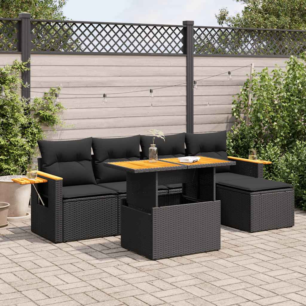 Set Mobilier Grădină Cu Perne, 6 Piese, , Poliratan