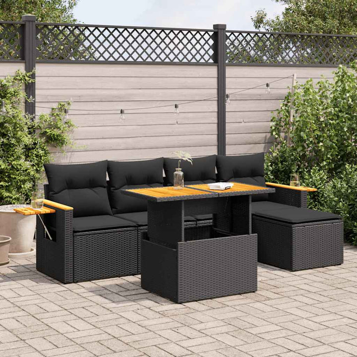 Set Mobilier Grădină Cu Perne, 6 Piese, , Poliratan