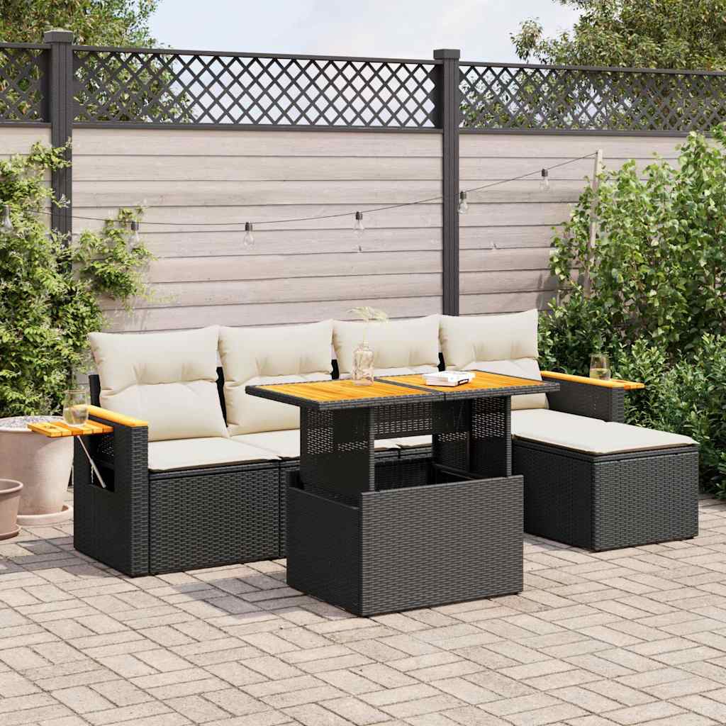 Set Mobilier Grădină Cu Perne, 6 Piese, , Poliratan