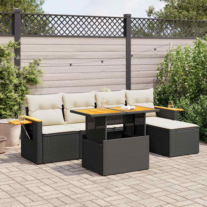 Set Mobilier Grădină Cu Perne, 6 Piese, , Poliratan