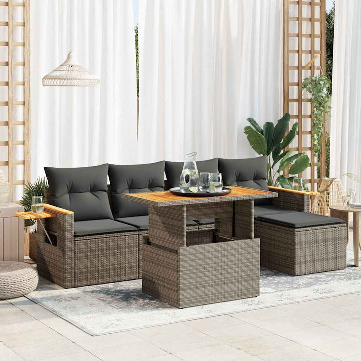 Set Mobilier Grădină Cu Perne, 6 Piese, , Poliratan