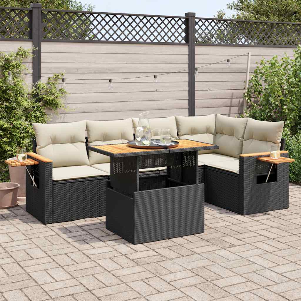 Set Mobilier De Grădină Cu Perne, 6 Piese, , Poliratan