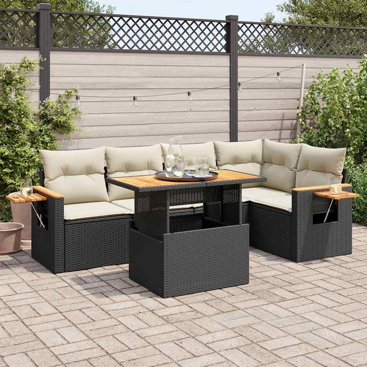 Set Mobilier De Grădină Cu Perne, 6 Piese, , Poliratan