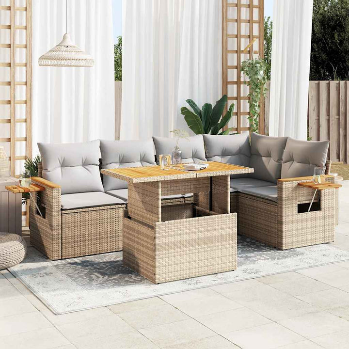 Set Mobilier De Grădină Cu Perne, 6 Piese, , Poliratan