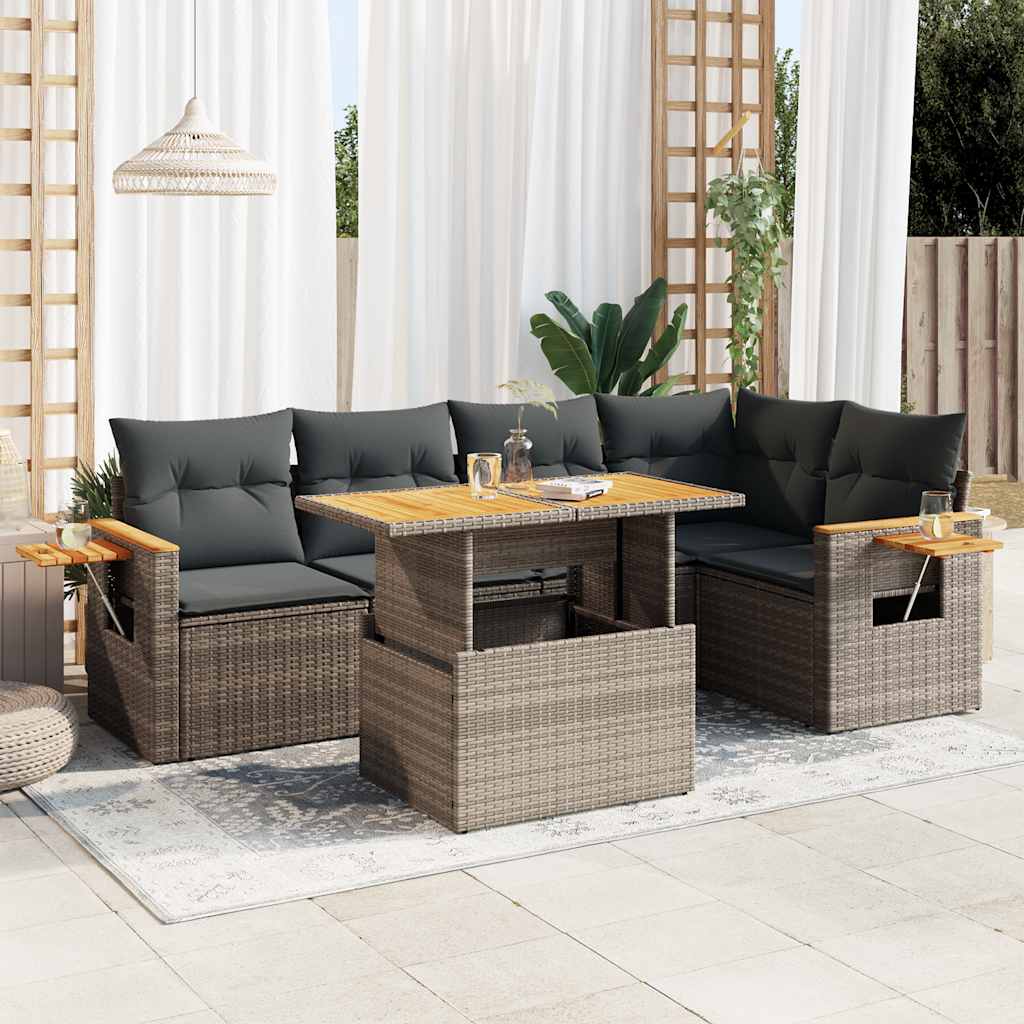 Set Mobilier De Grădină Cu Perne, 6 Piese, , Poliratan