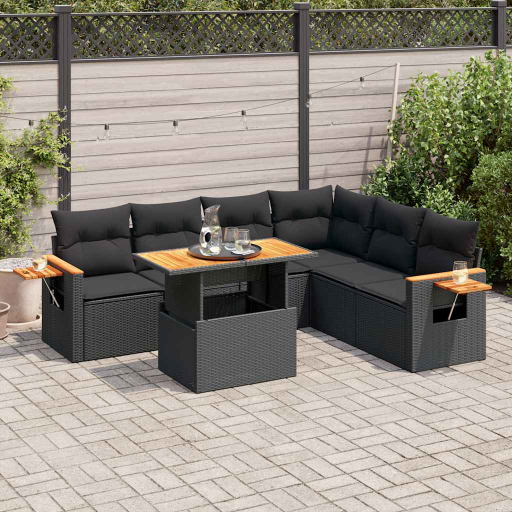 Set Canapele De Grădină Cu Perne, 7 Piese, , Poliratan