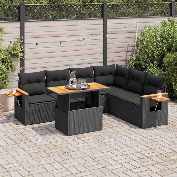 Set Canapele De Grădină Cu Perne, 7 Piese, , Poliratan