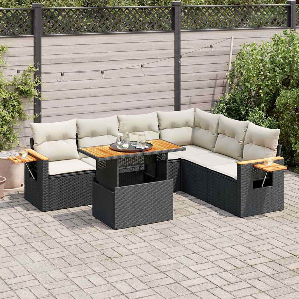 Set Canapele De Grădină Cu Perne, 7 Piese, , Poliratan